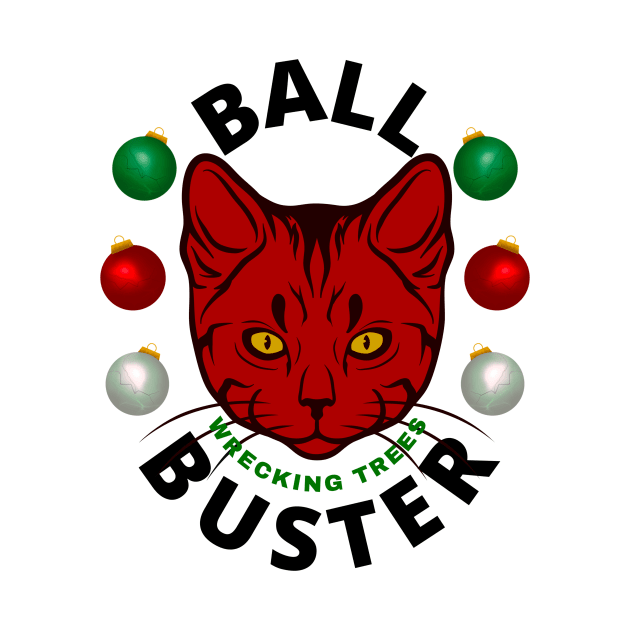 Cat ball buster funny Christmas by BlackCatArtBB