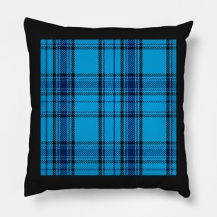 Dark Academia Plaid Tartan in Monochrome Royal Blue, Cornflower, and Navy Pillow