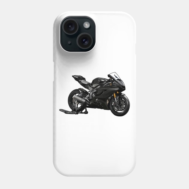 Black YZF R6 Motorcycle Sketch Art Phone Case by KAM Std