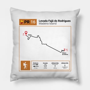 Madeira Island PR16 LEVADA FAJÃ DO RODRIGUES trail map Pillow