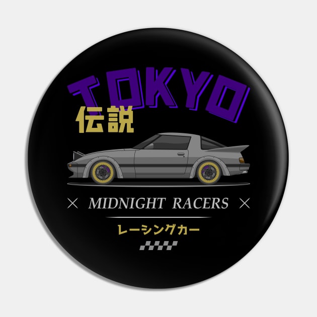 Midnight Racer Silver RX 7 FB JDM Pin by GoldenTuners