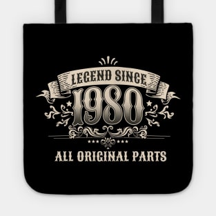Retro Vintage Birthday Legend since 1980 All Original Parts Tote