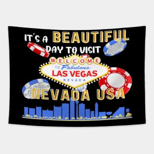 Travel to beautiful Las Vegas in Nevada. Bright text. Gift ideas for the travel enthusiast available on t-shirts, stickers, mugs, and phone cases, among other things. Tapestry