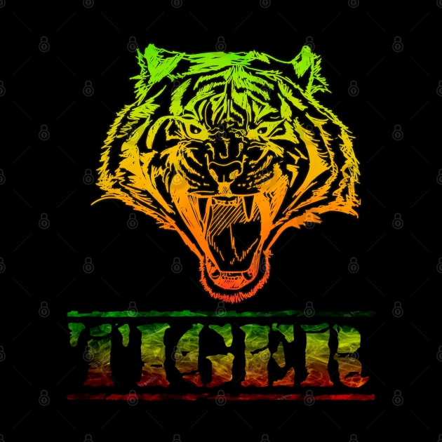 tiger:Reggae-style tiger stripe design by oakradet