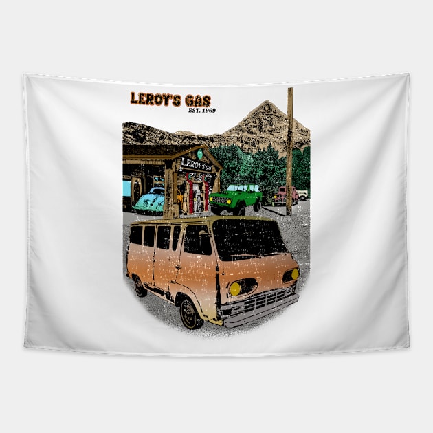 Leroy's gas Tapestry by Ardi Ardissoni