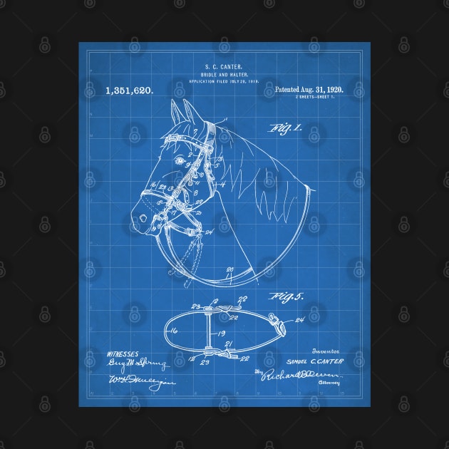 Horse Bridle Patent - Horse Lover Horse Stables Art - Blueprint by patentpress