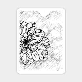 Black and White Flower Petals Magnet