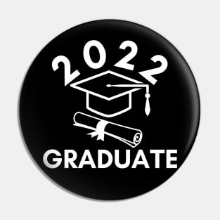 2022 Graduate. Typography Black Graduation 2022 Design with Graduation Cap and Scroll. Pin