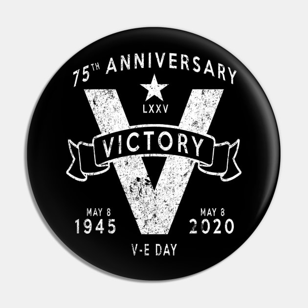 V-E Day 75th Anniversary V for Victory Vintage White Pin by DesignedForFlight