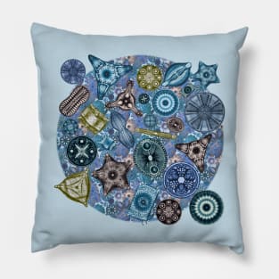 Ernst Haeckel Ocean Diatoms on  Blue Teal Sea Squirt Pillow