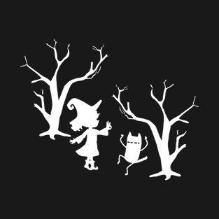 Witch Dances With Her Cat In The Forest T-Shirt