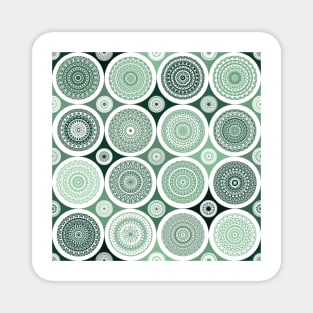 repeating pattern with boho style circles, dark green color Magnet