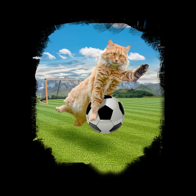 Maine Coon Cat Playing Soccer Football by Random Galaxy