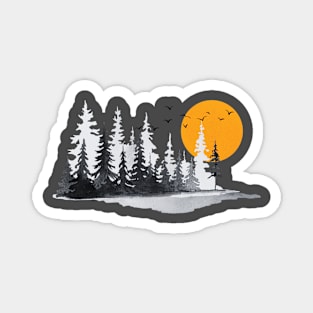 Pine trees forest art t-shrit Magnet