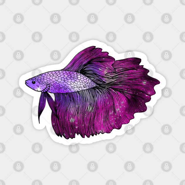 Pink Betta Fish Galaxy Magnet by julieerindesigns