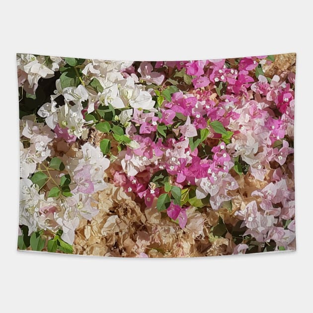 blossom pattern, pink, white, green, color, romantic, floral, flowers, nature, botanical, blossom, spring, flower, trendy, trending, summer, sun, Tapestry by PrintedDreams