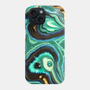 Geode Like Marble Design - Seafoam Black Gold Phone Case