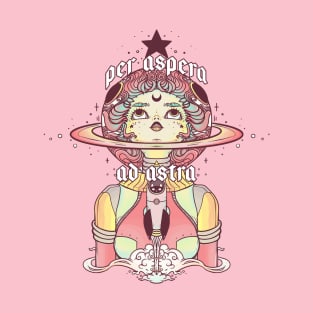 Astronaut Star Girl, Per Aspera Ad Astra T-Shirt
