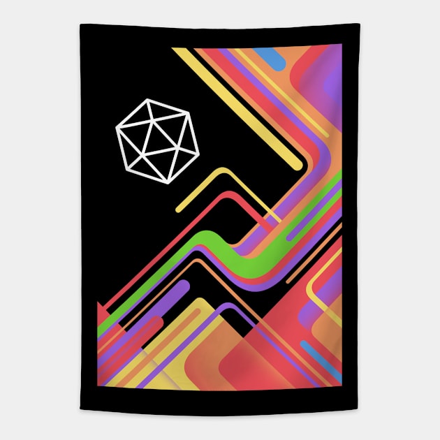 Retro Funk D20 Dice Rainbow Colors Tapestry by dungeonarmory