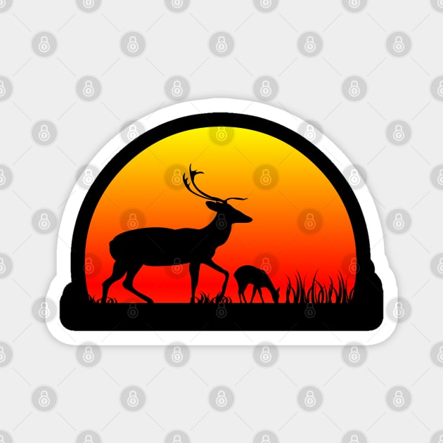 DEER AND SUNSET Magnet by RENAN1989