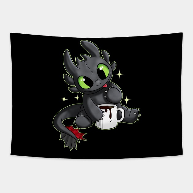 Fury black coffee Tapestry by peekxel