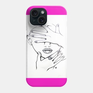 Drawing Abstract Face nude tones Case drawing female face Abstract line art Phone Case