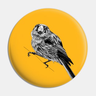 Long-tailed tit bird - ink illustration Pin