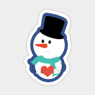 Merry Christmas SnowMan With Heart Magnet