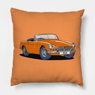 MGB Vintage Classic Car in Orange Pillow