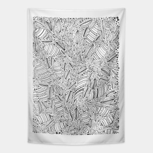 Hand drawn abstract leaves doodle drawing Tapestry