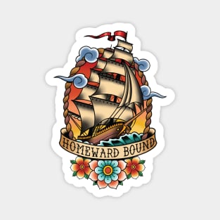 Homeward Bound Traditional Tattoo Sailing Ship Magnet