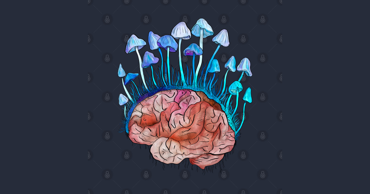 Mushrooms grow on the brain Mushrooms Tapestry TeePublic