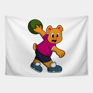 Bear at Bowling with Bowling ball Tapestry