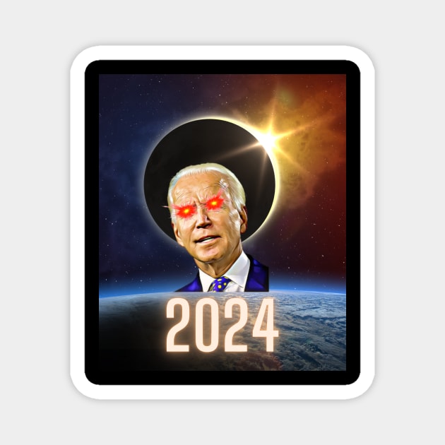 Joe Biden Dark Brandon Total Solar Eclipse 2024 Magnet by Little Duck Designs