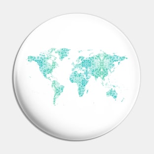 World Map Mandala Pin
