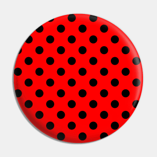 Black Polka Dots Pattern on Red Background Pin