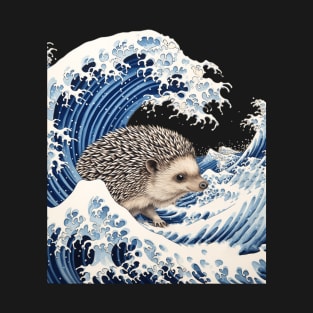 The Great Wave of Hedgehog Funny T-Shirt