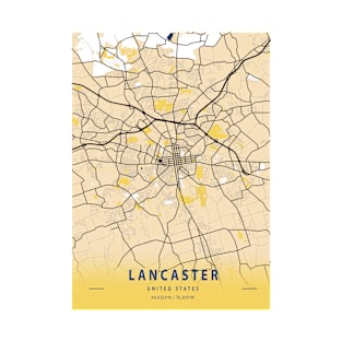 Lancaster - United States Yellow City Map T-Shirt