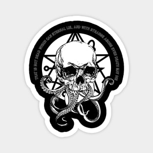 That is not dead which can eternal lie skull octopus art Magnet