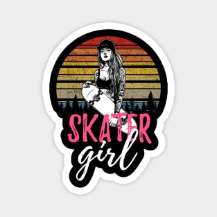 Vintage Skateboarding Stakeboar Girl Magnet