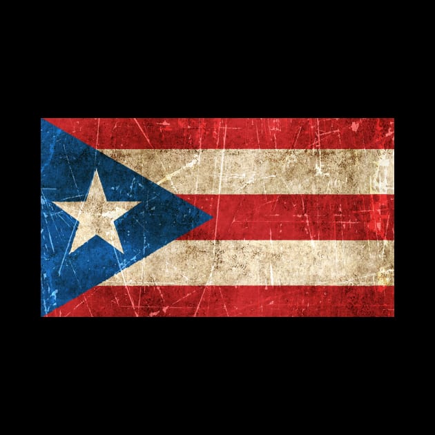 Vintage Aged and Scratched Puerto Rican Flag by jeffbartels