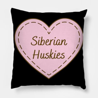 I Love Siberian Huskies Simple Heart Design Pillow