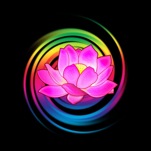 Lotus Flower with Rainbow Spiral by PenguinCornerStore