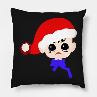 Angry baby wearing a Christmas cap Pillow
