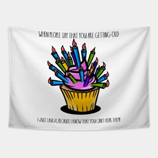 Funny birthday pink cupcake Tapestry