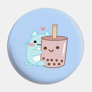 Cute Cat drinking bubble milk tea Pin