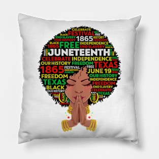 Juneteenth Melanin Black Women Girl Natural Hair Afro Queen Pillow