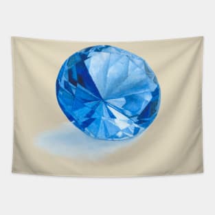 Blue Sapphire Gem Watercolour Painting Tapestry