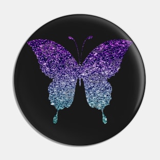 Teal and Purple Ombre Faux Glitter Butterfly Pin