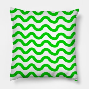 Green horizontal wavy lines pattern Pillow